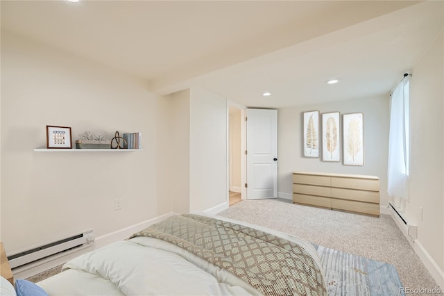 715 W 7th Ave, Denver, CO 80204 - carpeted bedroom featuring a baseboard radiator and recessed lighting