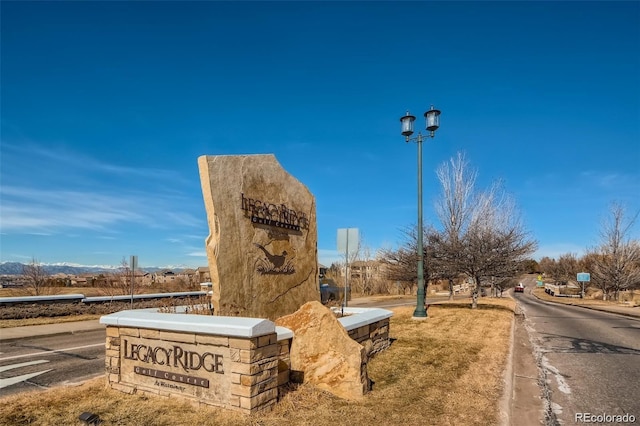 view of community sign