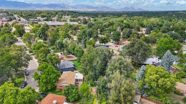 bird's eye view featuring a residential view and a mountain view