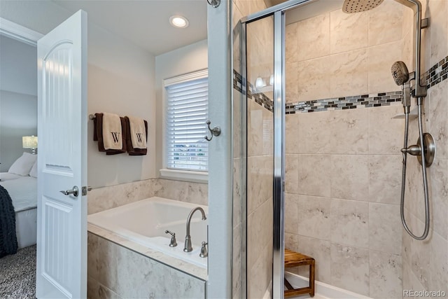 bathroom with independent shower and bath