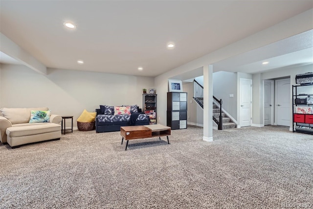 living room with carpet flooring