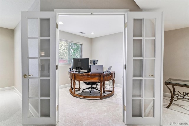 9109 Ironwood Way, Highlands Ranch, CO 80129 - carpeted office space featuring french doors, visible vents, and baseboards