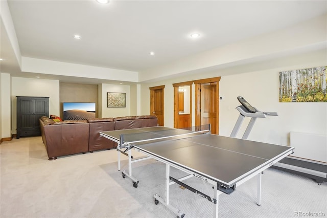 44 Canyon Ct, Eagle, CO 81631 - rec room featuring light colored carpet, recessed lighting, and baseboards
