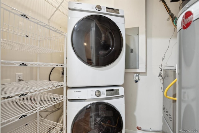 2100 N Humboldt St Unit 302, Denver, CO 80205 - laundry area featuring stacked washer / drying machine