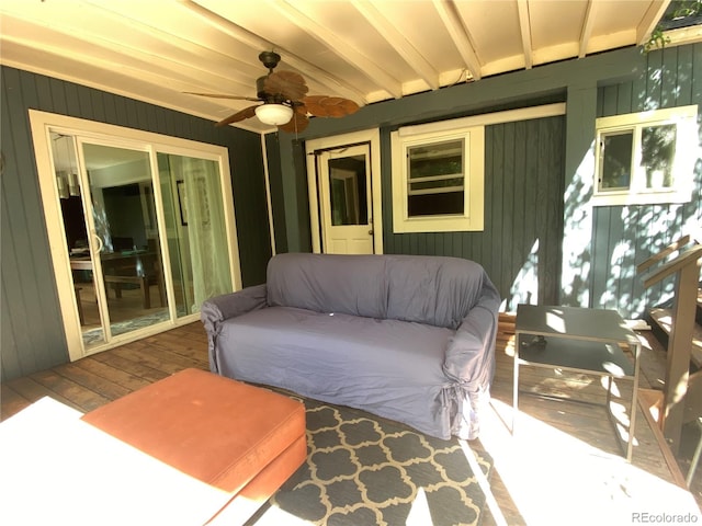 view of patio / terrace featuring ceiling fan