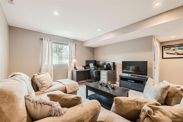 living area featuring recessed lighting