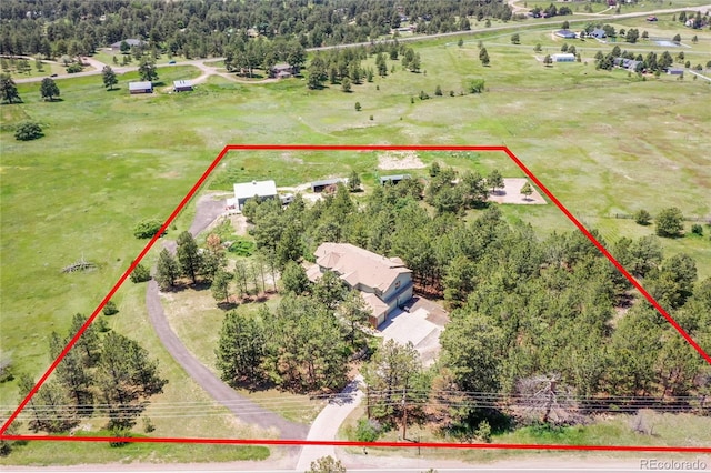 6681 Flintwood Rd, Parker, CO 80138 - view of rural area featuring property boundaries highlighted and a tree filled landscape