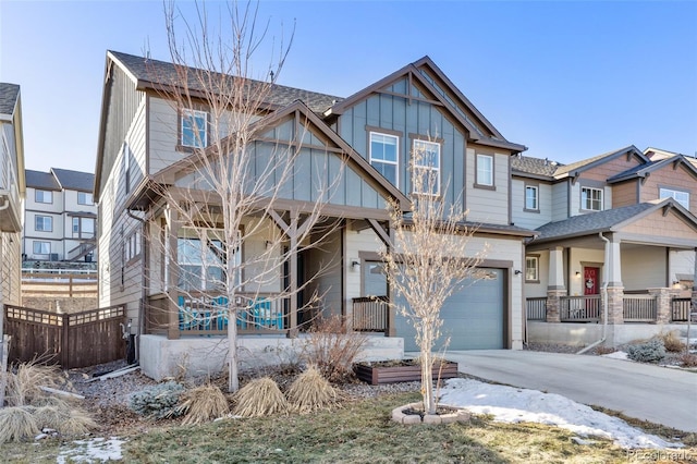 craftsman house with a garage and covered porch