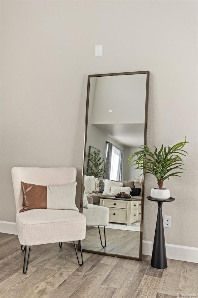 living area featuring hardwood / wood-style floors