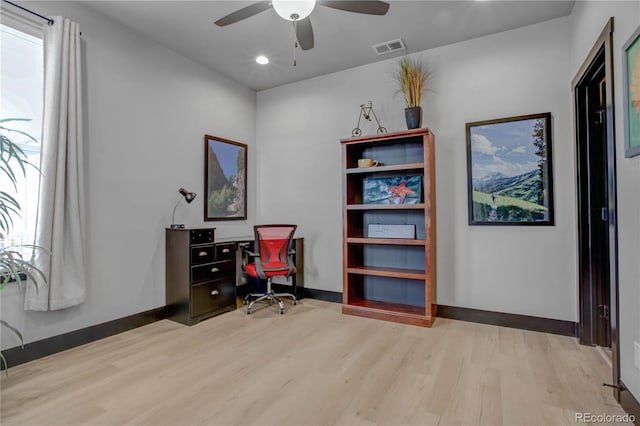 1111 E St, Salida, CO 81201 - office space with wood finished floors, ceiling fan, and recessed lighting