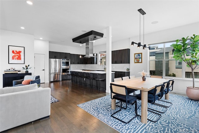 4950 Lowell Blvd, Denver, CO 80221 - dining space with dark wood-style flooring and recessed lighting