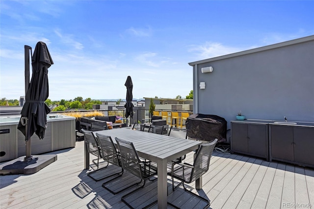 4950 Lowell Blvd, Denver, CO 80221 - deck featuring outdoor dining space and a sink