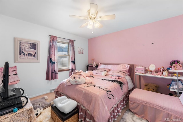 3191 S Holly Pl, Denver, CO 80222 - bedroom with carpet floors, baseboards, and a ceiling fan