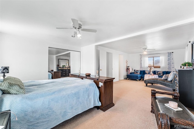 3191 S Holly Pl, Denver, CO 80222 - bedroom featuring light carpet and ceiling fan