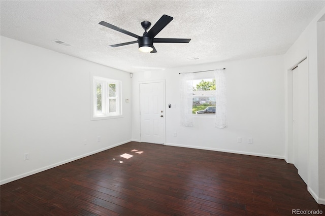 1455 W Alaska Pl, Denver, CO 80223 - empty room with a textured ceiling, hardwood / wood-style flooring, and ceiling fan