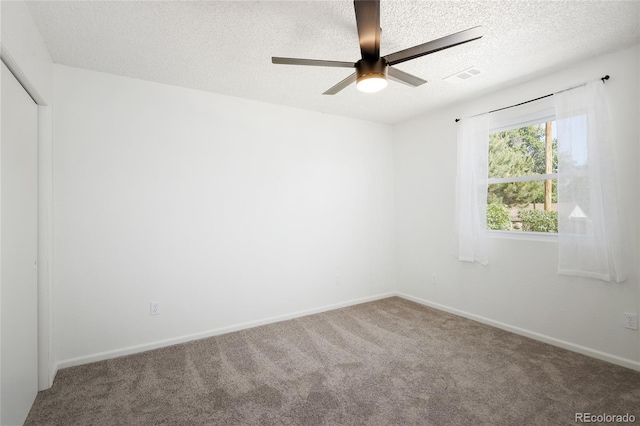1455 W Alaska Pl, Denver, CO 80223 - spare room featuring a textured ceiling, a ceiling fan, and carpet floors