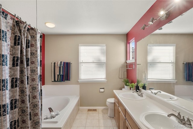 3232 Cimarron Pl, Superior, CO 80027 - full bath with a bath, double vanity, and tile patterned floors