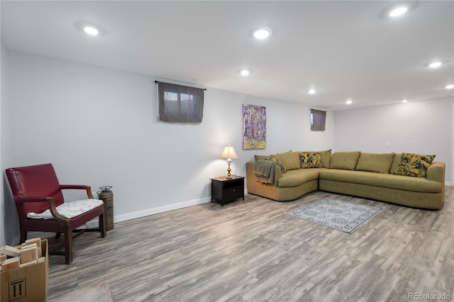 living room featuring light hardwood / wood-style flooring