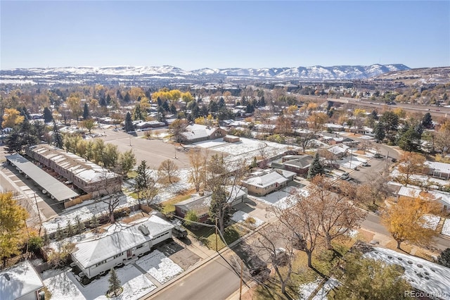 bird's eye view with a mountain view