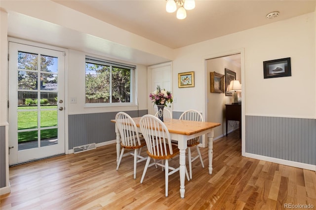 10366 E Ida Ave, Greenwood Village, CO 80111 - dining area with a wainscoted wall and light wood finished floors