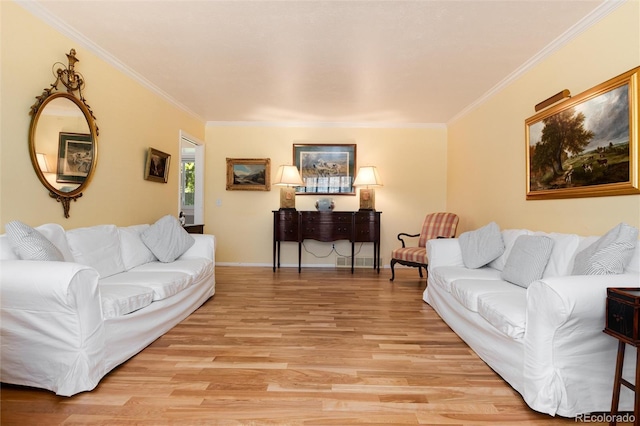 10366 E Ida Ave, Greenwood Village, CO 80111 - living area featuring light wood finished floors, ornamental molding, and baseboards
