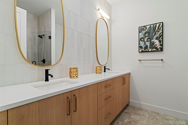 171 S Dexter St, Denver, CO 80246 - bathroom with double vanity and a tile shower