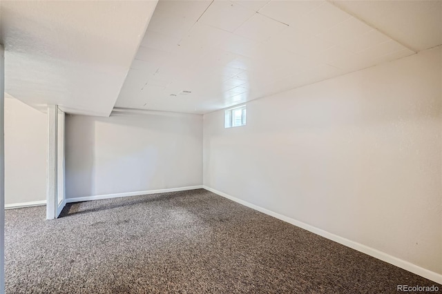 basement with carpet flooring