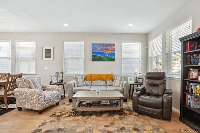 3178 Geneva Ct, Denver, CO 80238 - living room featuring wood finished floors, plenty of natural light, and recessed lighting