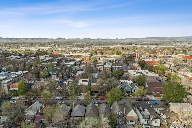 aerial view with a residential view and a mountain view