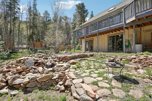 10469 Christopher Dr, Conifer, CO 80433 - view of yard with a wooden deck