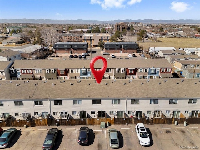 drone / aerial view with a mountain view and a residential view