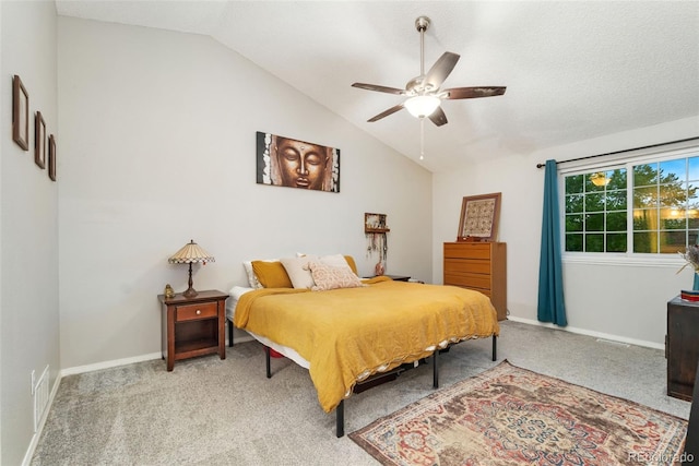 2954 E 101st Ave, Thornton, CO 80229 - bedroom with vaulted ceiling, light carpet, a ceiling fan, and baseboards