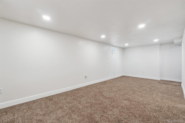 2840 Cottonwood Dr, Denver, CO 80221 - basement with baseboards, recessed lighting, and carpet floors