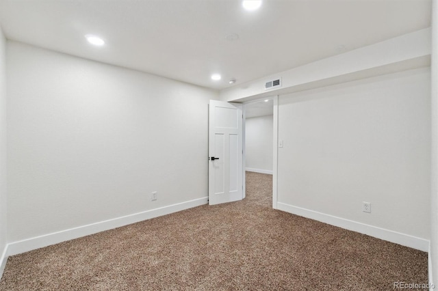 2840 Cottonwood Dr, Denver, CO 80221 - finished below grade area featuring recessed lighting, visible vents, baseboards, and carpet floors