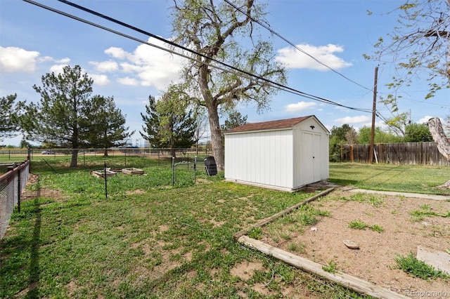 2840 Cottonwood Dr, Denver, CO 80221 - view of yard with a storage shed, an outdoor structure, and a fenced backyard