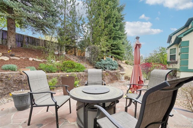 view of patio featuring fence