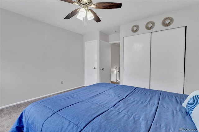 8905 Field St Unit 91, Westminster, CO 80021 - bedroom with carpet floors, a ceiling fan, baseboards, and a closet
