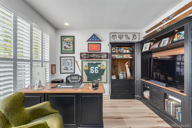 office space featuring light wood-type flooring