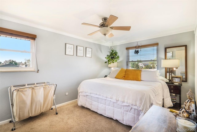 7780 S Kendall Blvd, Littleton, CO 80128 - bedroom with ornamental molding, carpet floors, and ceiling fan