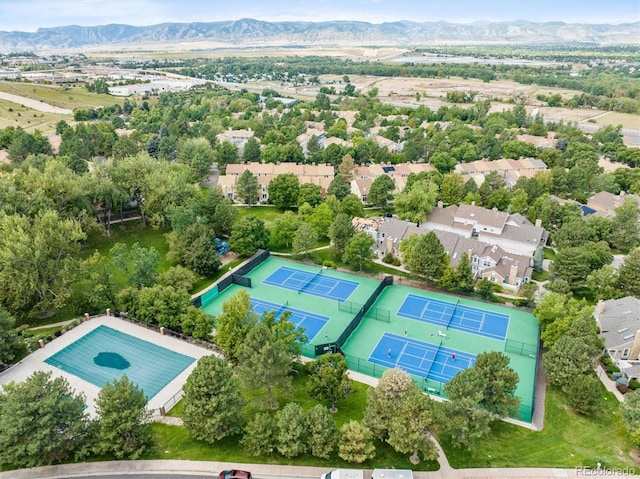 bird's eye view featuring a mountain view