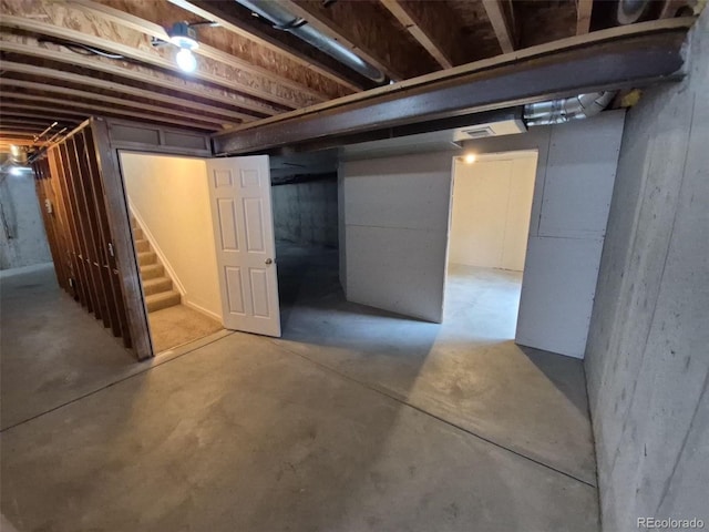 894 S Krameria St, Denver, CO 80224 - unfinished basement featuring stairs
