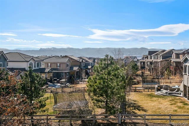 view of mountain feature featuring a residential view