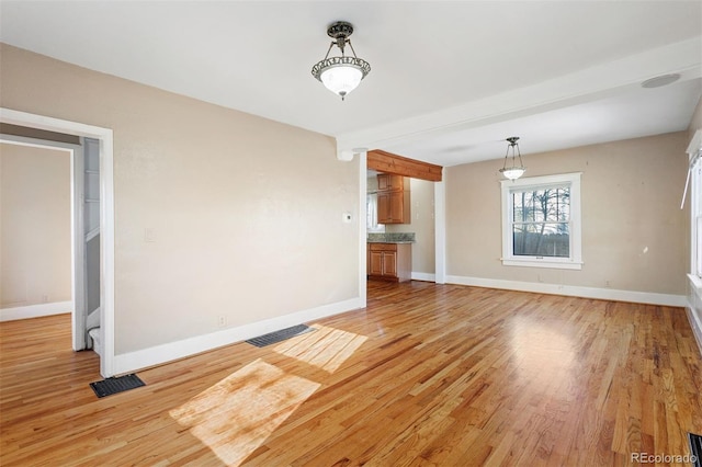 unfurnished living room with light hardwood / wood-style floors