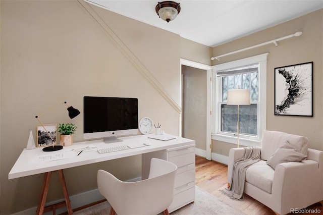 office space featuring light hardwood / wood-style flooring