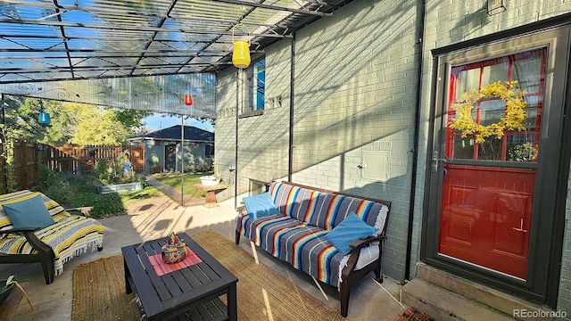 view of patio / terrace featuring an outdoor hangout area