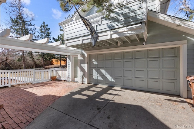 view of detached garage