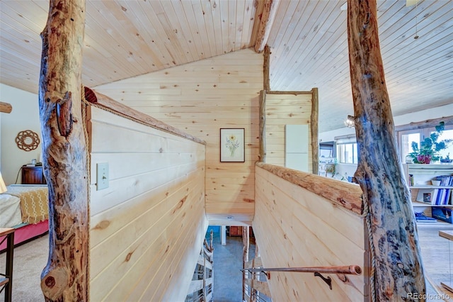 24700 US Highway 285, Buena Vista, CO 81211 - staircase with wood ceiling and wood walls