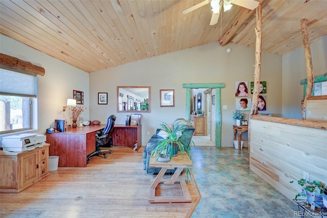 24700 US Highway 285, Buena Vista, CO 81211 - home office with a ceiling fan and wood ceiling