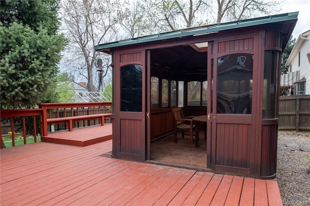 wooden terrace with fence