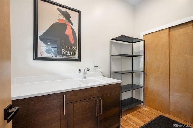 2669 N Cherry St, Denver, CO 80207 - bathroom with vanity and wood finished floors